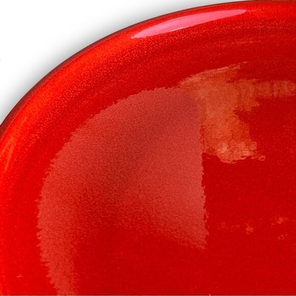 Vintage Bright Red Speckled Glaze 10” Stoneware Couple Dinner Plates - Picture 13 of 16